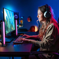 Solight LED RGB osvetlenie Gaming, diaľkový ovládač, zvukový senzor, USB