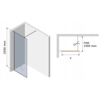 Variabilná sprchová zástena MEXEN KIOTO 55x200 cm, 8 mm - číre sklo