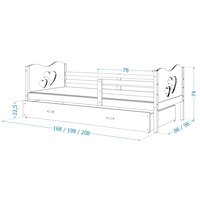 Detská posteľ so zásuvkou MAX S - 160x80 cm - bielo-sivá - srdiečka