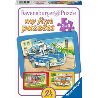 RAVENSBURGER Moje prvé puzzle Zásahové vozidlá so zvieratkami za volantom 3x6 dielikov