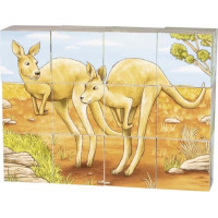 GOKI Drevené kocky Austrálske zvieratká, 12 kociek