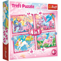 TREFL Puzzle Jednorožce a kúzla 4v1 (35,48,54,70 dielikov)
