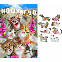 WOODEN CITY Drevené puzzle Mačiatka v Hollywoode 2v1, 75 dielikov EKO