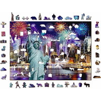 WOODEN CITY Drevené puzzle Nočná New York 2v1, 1010 dielikov EKO