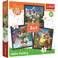 TREFL Puzzle 44 mačiek: Zoznámte sa s mačkami 3v1 (20,36,50 dielikov)