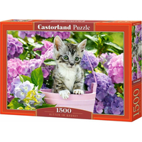 CASTORLAND Puzzle Mačiatko v košíku 1500 dielikov