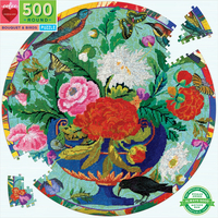 EEBOO Okrúhle puzzle Kvety a vtáčiky 500 dielikov