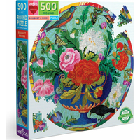 EEBOO Okrúhle puzzle Kvety a vtáčiky 500 dielikov