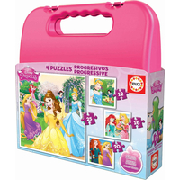 EDUCA Puzzle v kufríku Disney princeznej 4v1 (12,16,20,25 dielikov)