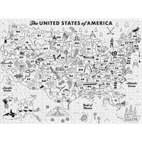 GALISON Vyfarbovacie puzzle Maptote: USA 1000 dielikov