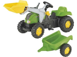 ROLLY TOYS Šliapací zelený traktor s čelným nakladačom a prívesom