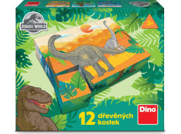 DINO Obrázkové kocky Jurský svet, 12 kociek