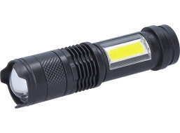 Solight LED nabíjacie vreckové svietidlo so zoomom, 100lm + 70lm, Li-Ion, USB, čierna