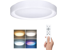 Solight LED osvetlenie s diaľkovým ovládačom Floco, 30W + 6W RGB, 2100lm, 40cm, zmena chromatickosti, stmievateľné