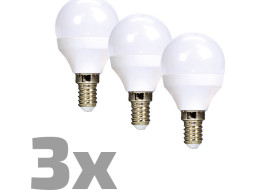 ECOLUX LED žiarovka Ecolux 3-pack, miniglobe, 6W, E14, 3000K, 450lm, 3ks