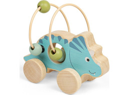 Bigjigs Toys Triceratops na kolieskach s korálkovým labyrintom