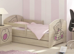Detská posteľ s výrezom MAČIČKA - ružová 140x70 cm