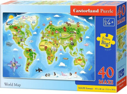 CASTORLAND Puzzle Obrázková mapa sveta MAXI 40 dielikov