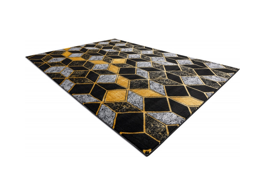 Kusový koberec Gloss 400B 86 3D geometric black/gold