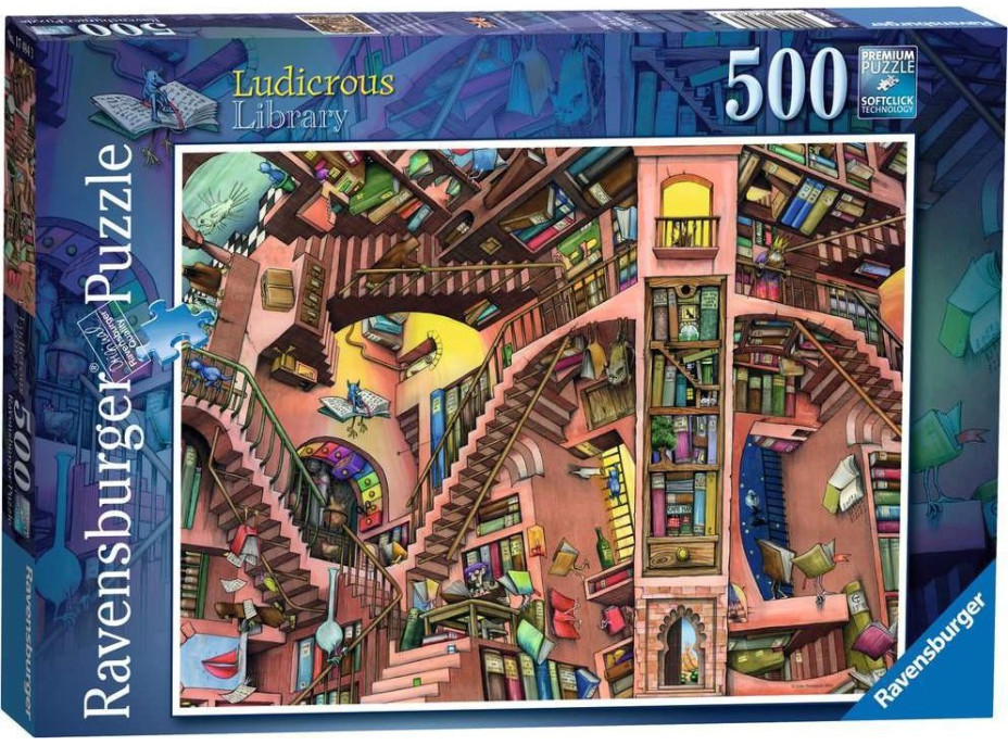 RAVENSBURGER Puzzle Absurdná knižnica 500 dielikov