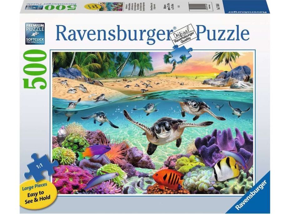 RAVENSBURGER Puzzle Korytnačie mláďatá XXL 500 dielikov