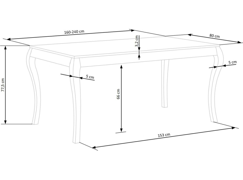 Jedálenský stôl WINNIE 160(240)x90x76 cm - rozkladací - tmavý dub/biely