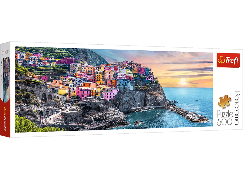 TREFL Panoramatické puzzle Vernazza pri západe slnka, Taliansko 500 dielikov