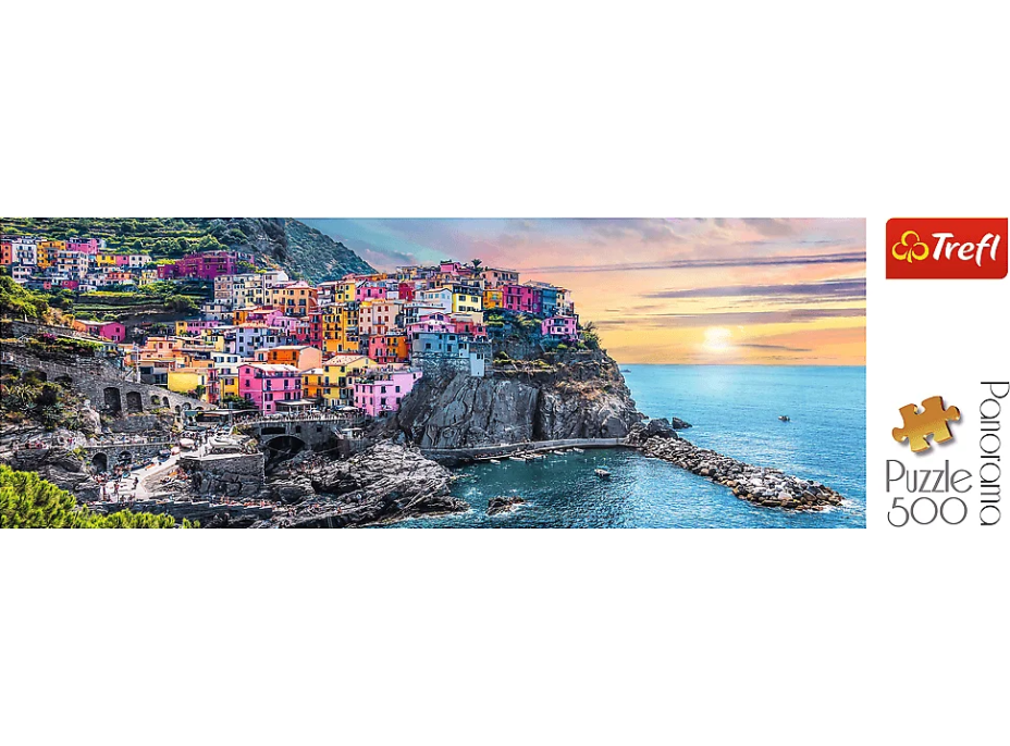 TREFL Panoramatické puzzle Vernazza pri západe slnka, Taliansko 500 dielikov