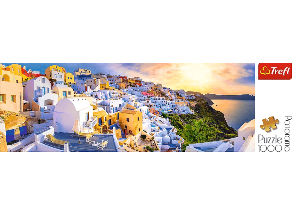 TREFL Panoramatické puzzle Západ slnka na Santorini, Grécko 1000 dielikov