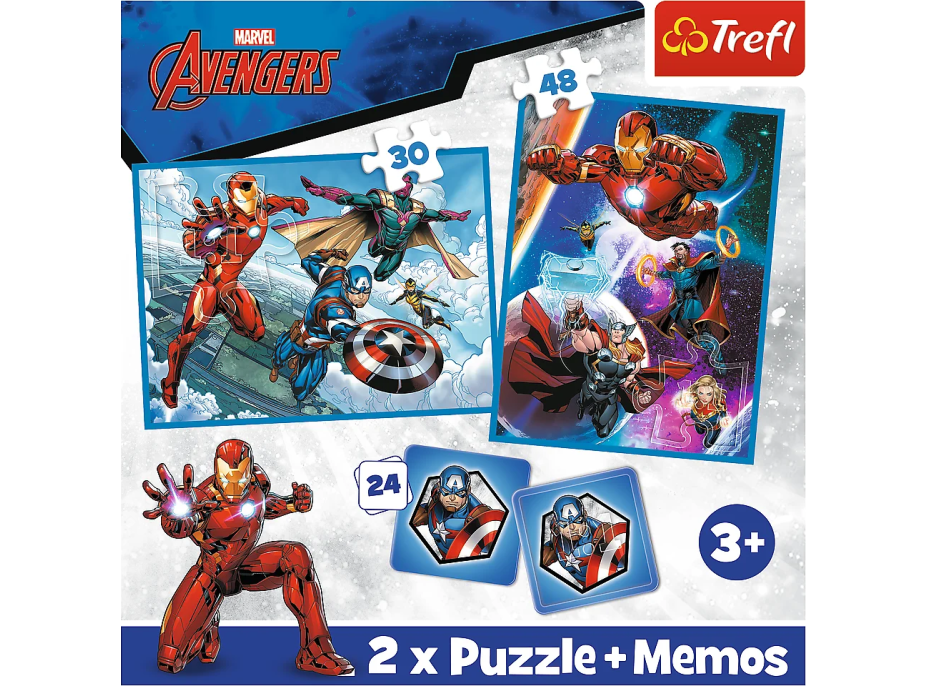 TREFL Sada 3v1 Avengers: Hrdinovia v akcii (2x puzzle + pexeso)