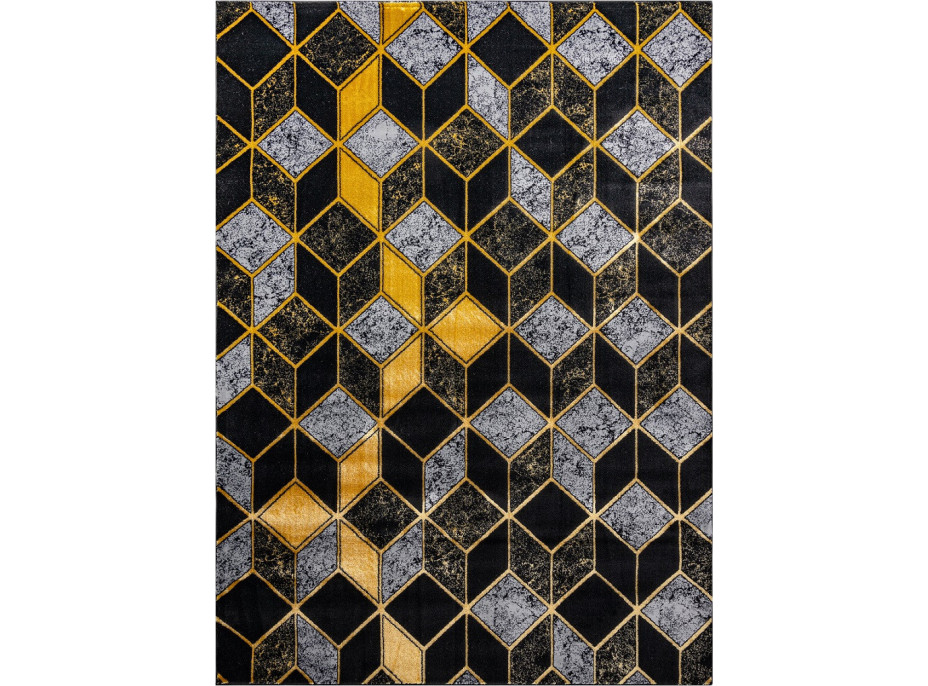 Kusový koberec Gloss 400B 86 3D geometric black/gold