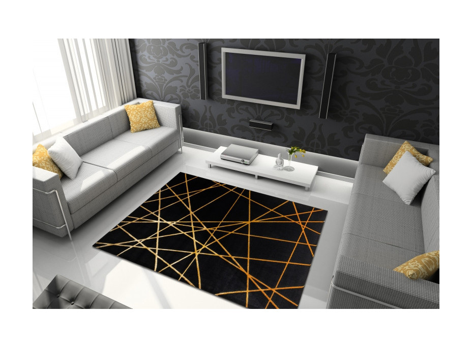 Kusový koberec Gloss 406C 86 geometric black/gold