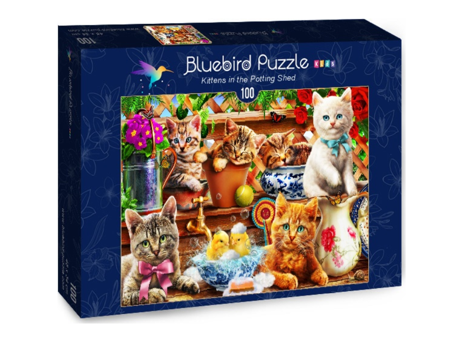 BLUEBIRD Puzzle Mačiatka v záhradnej búde 100 dielikov