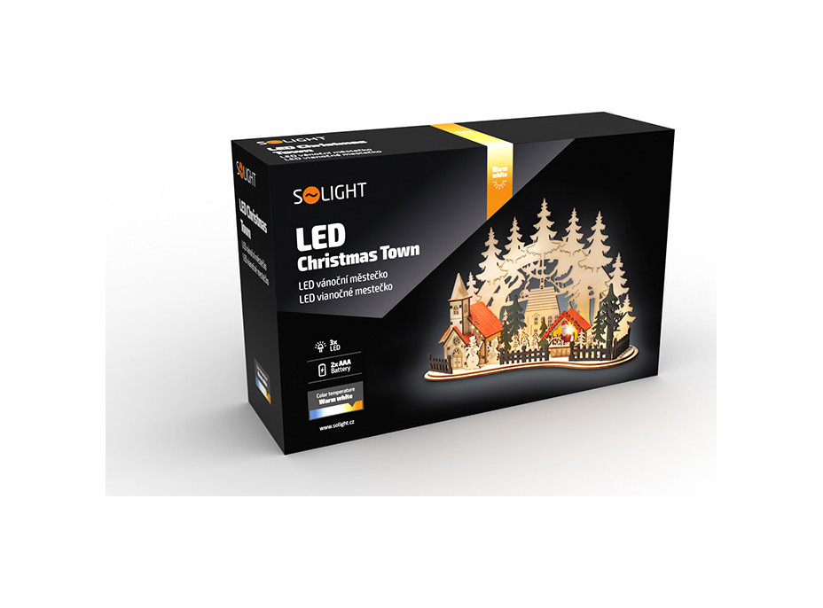 LED vianočné mestečko s kostolom 30x19 cm