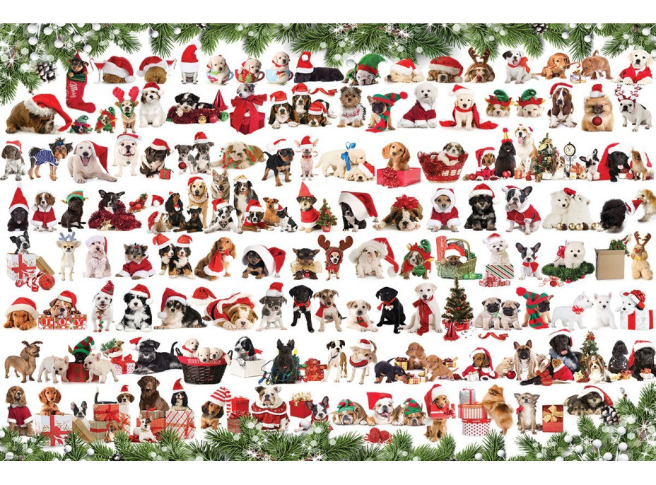 EUROGRAPHICS Puzzle v plechovej krabičke Vianočné psy 1000 dielikov