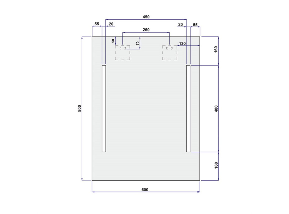 Zrkadlo 60x80 cm s osvetlením