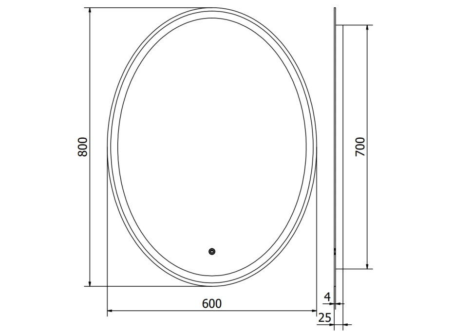 Oválne zrkadlo MEXEN ELZ 60x80 cm - s LED podsvietením a vyhrievaním, 9802-060-080-611-00