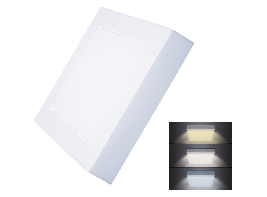 LED mini panel CCT, prisadený, 12W, 900lm, 3000K, 4000K, 6000K, štvorcový