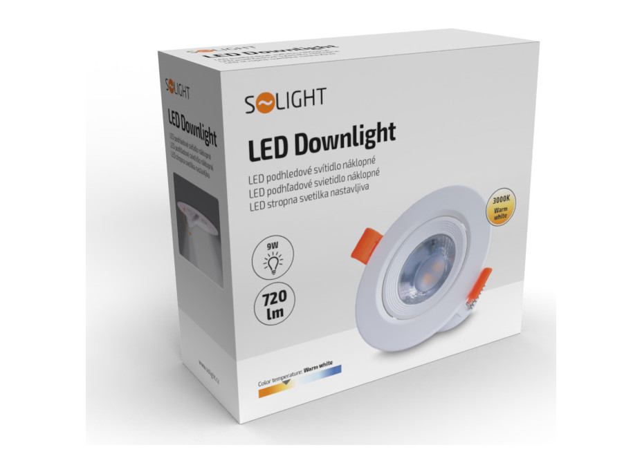 LED podhľadové svetlo bodové, 5W, 400lm, 3000K, okrúhle, biele