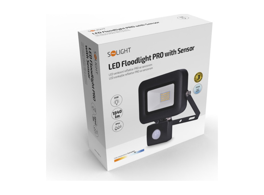 LED reflektor PRO so senzorom, 20W, 1840lm, 5000K, IP44