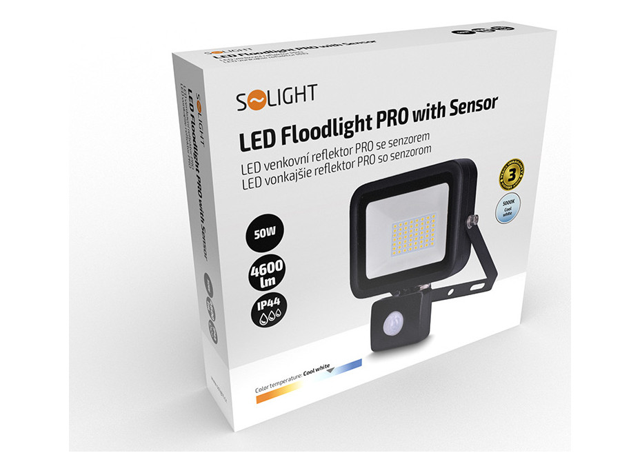 LED reflektor PRO so senzorom, 50W, 4600lm, 5000K, IP44