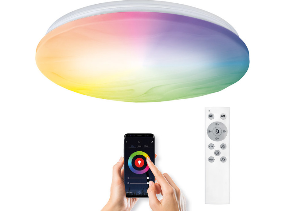 LED smart stropné svetlo Wave, 30W, 2300lm, wifi, RGB + CCT, diaľkové ovládanie