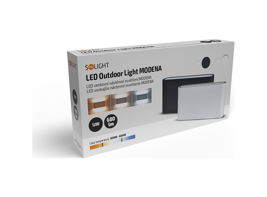 LED vonkajšie nástenné osvetlenie Modena, 12W, 680lm, 120 °, biela