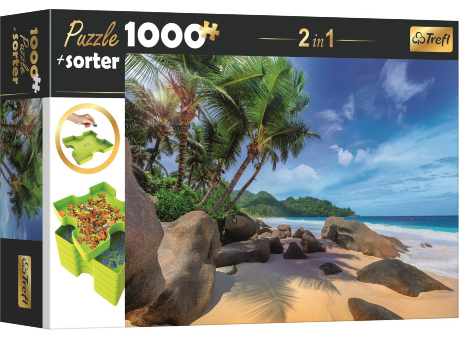 TREFL Puzzle s triedičom 2v1 Exotická pláž 1000 dielikov