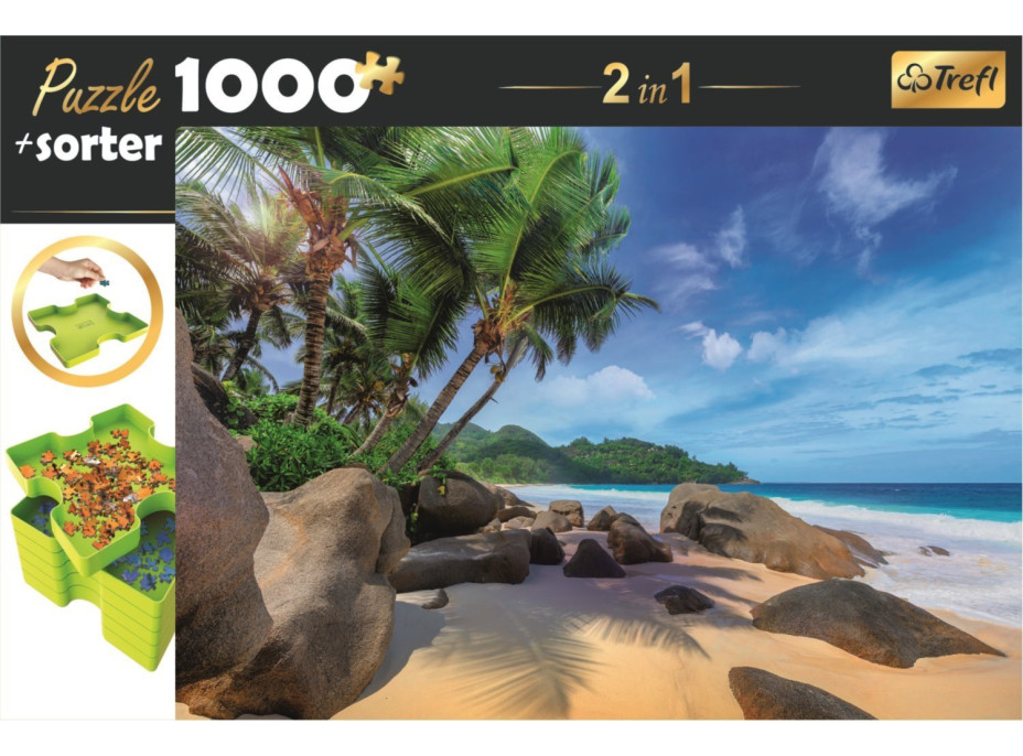 TREFL Puzzle s triedičom 2v1 Exotická pláž 1000 dielikov