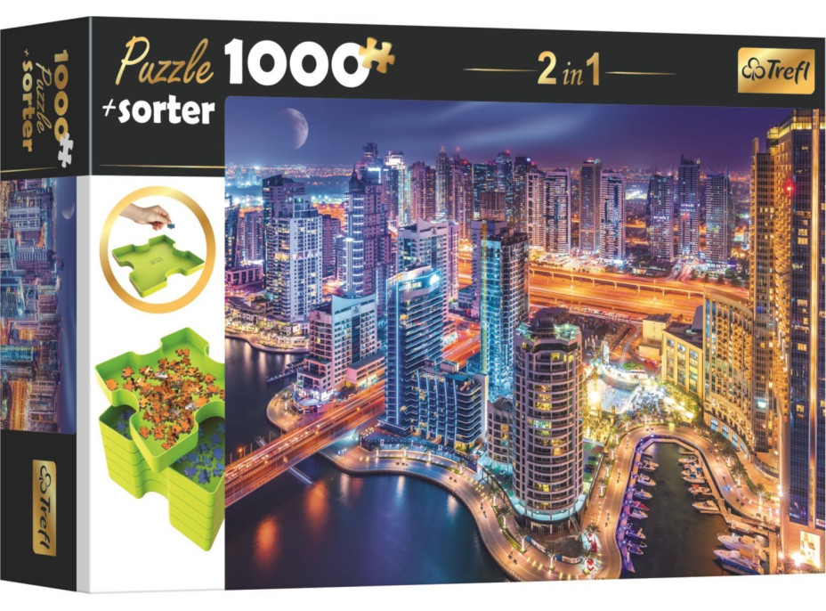 TREFL Puzzle s triedičom 2v1 Nočný Dubaj 1000 dielikov