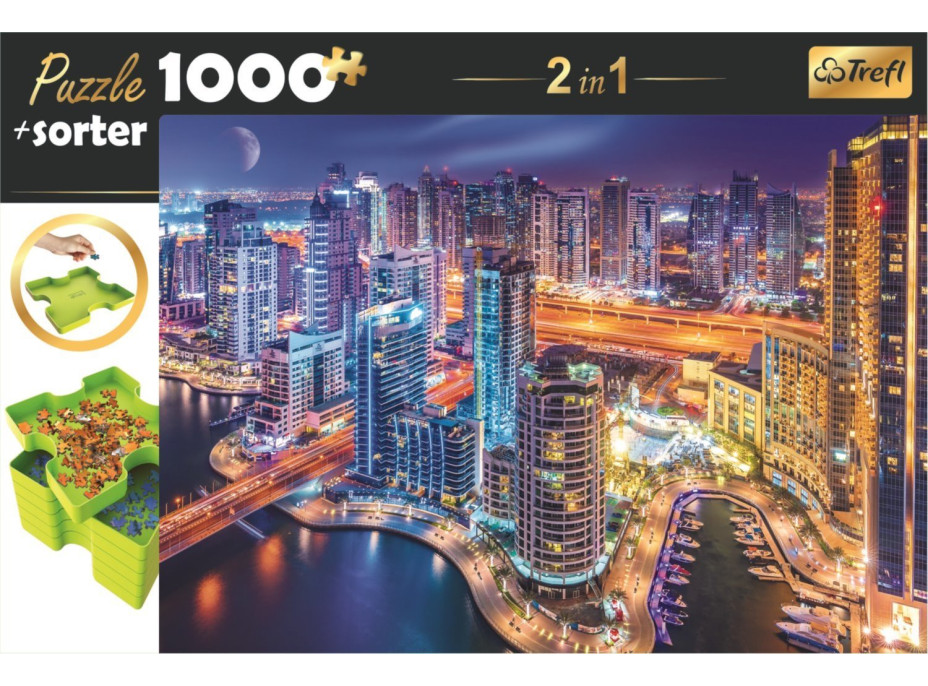 TREFL Puzzle s triedičom 2v1 Nočný Dubaj 1000 dielikov