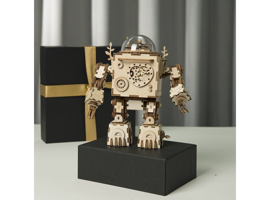 ROBOTIME Roker Svietiace 3D drevené puzzle Robot Orpheus (hracia skrinka) 221 dielikov