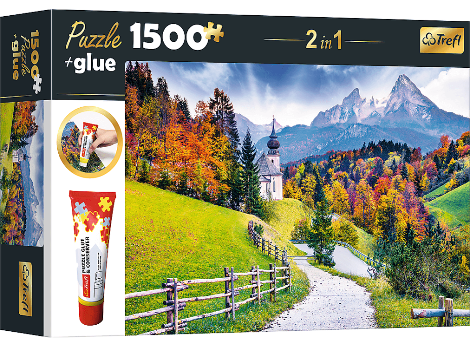 TREFL Sada 2v1 puzzle Kostol Maria Gern, Bavorsko 1500 dielikov s lepidlom