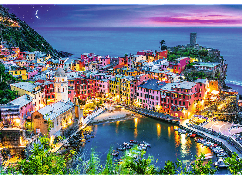 TREFL Sada 2v1 puzzle Vernazza, Ligúria, Taliansko 1000 dielikov s lepidlom